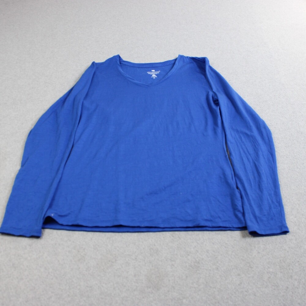 SEG'MENTS Merino Wool Shirt Women Medium Blue Long Sleeve V Neck Base Layer READ